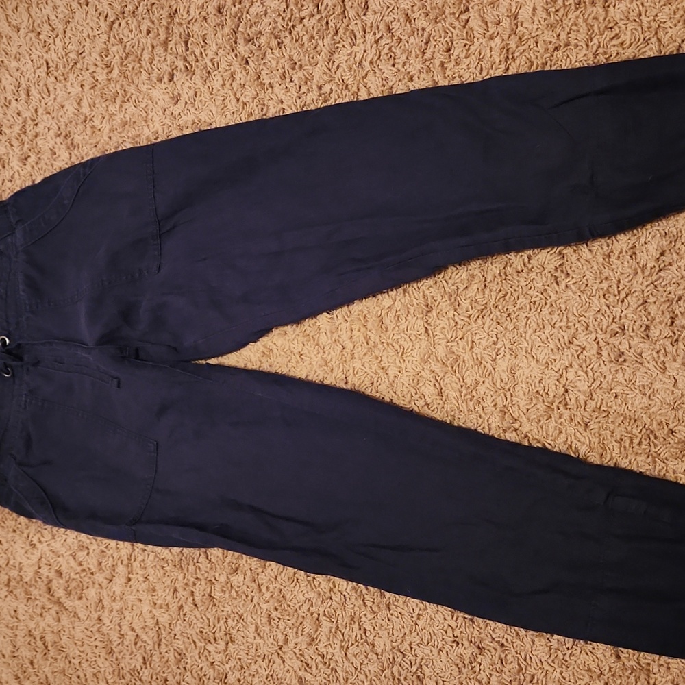 Athleta 100% Linen Dark Blue Pants Size 6 - Picture 2 of 9